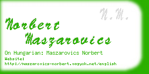norbert maszarovics business card